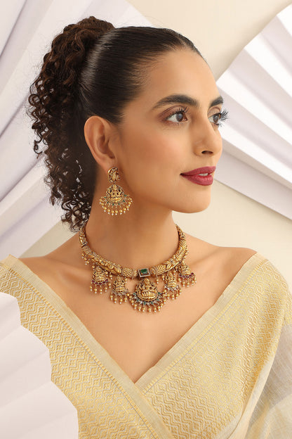 Carved Temple Hasli Necklace Set 