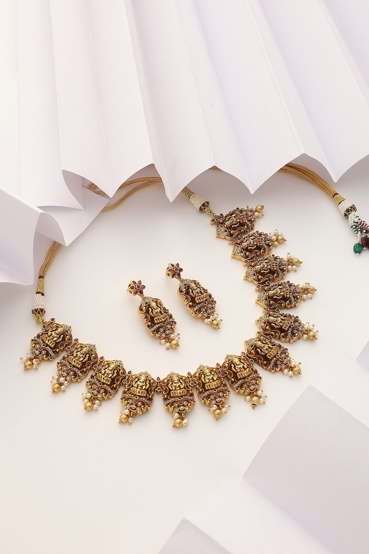 Carved Temple Necklace Set 