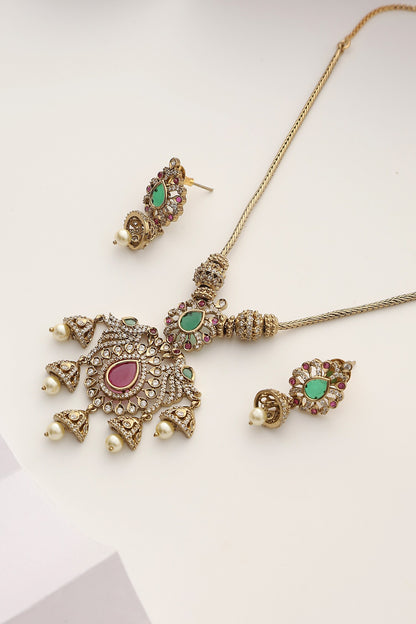 Victorian Polki Embellished Necklace Set 