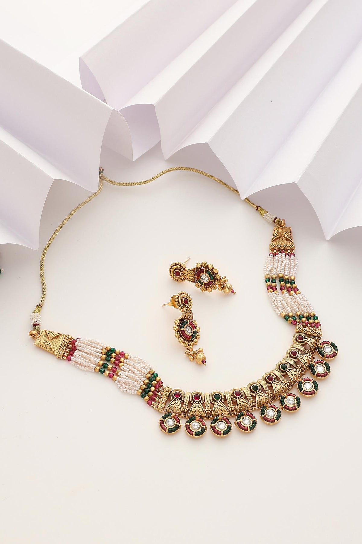 Geometric Stone Embellished Choker Set 