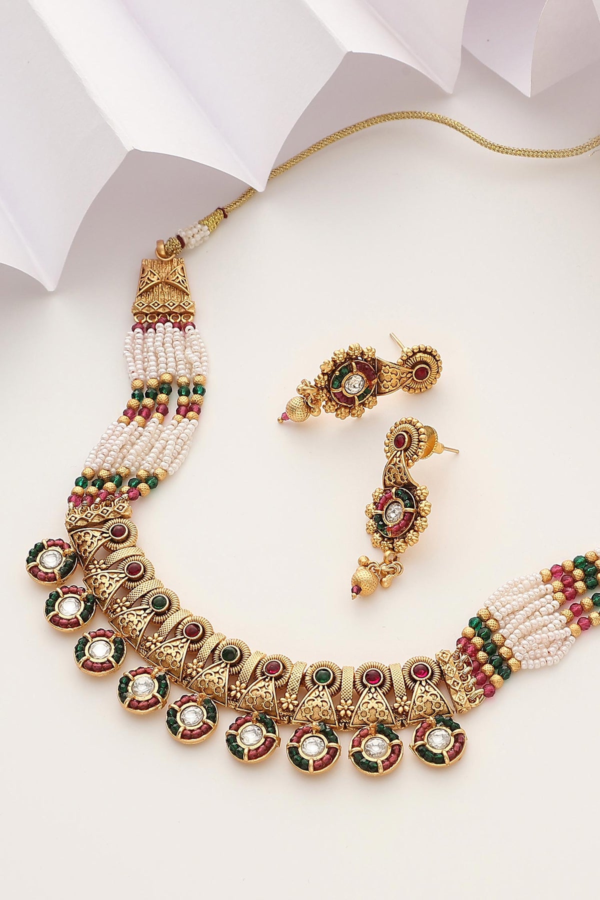 Geometric Stone Embellished Choker Set 