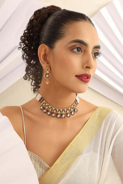 Geometric Stone Embellished Choker Set 