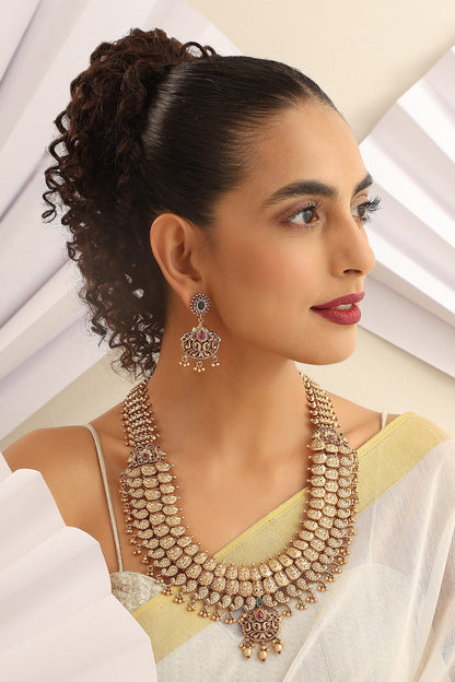 Layered Motif Carved Necklace Set 
