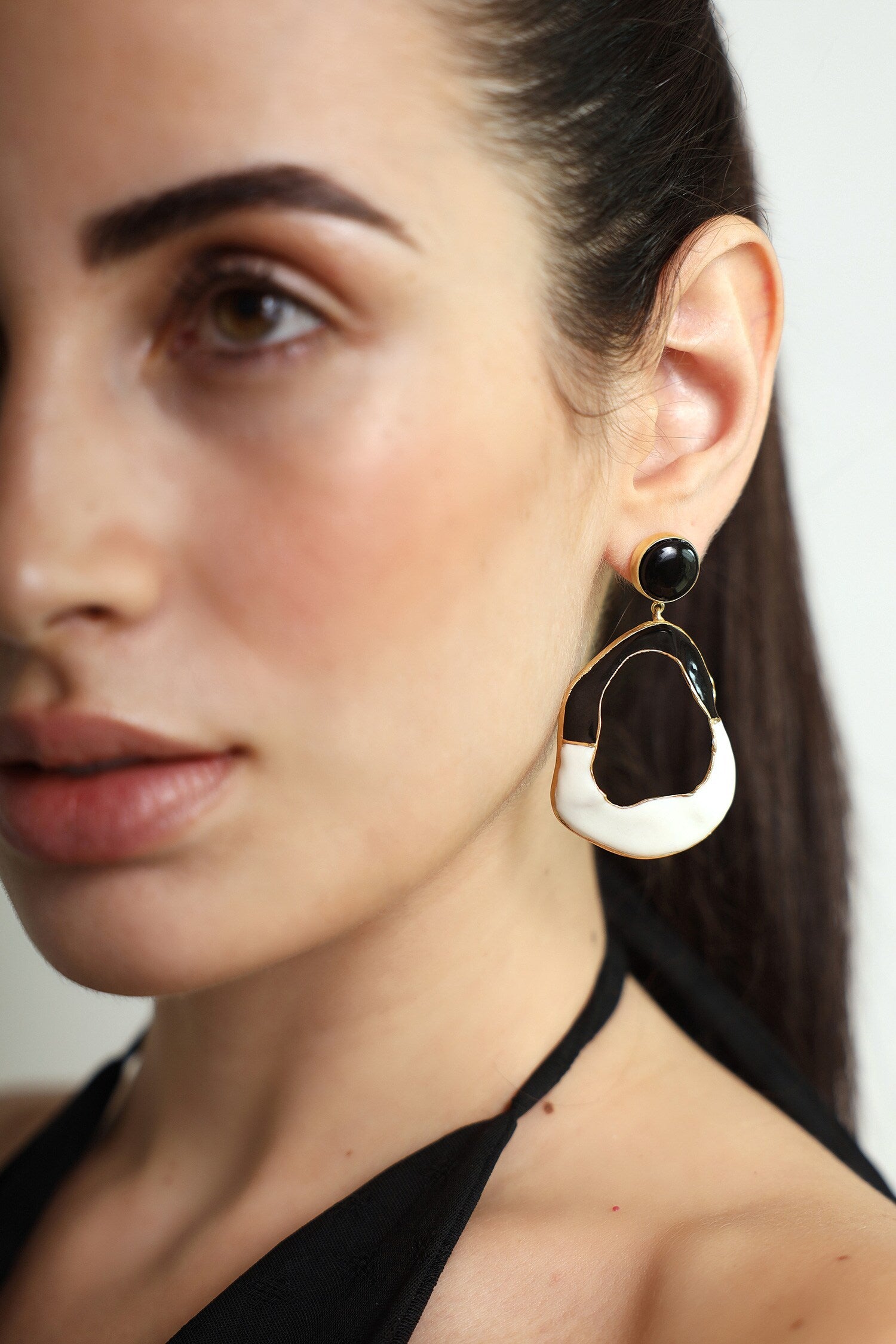 Saline Color Block Enameled Earrings 