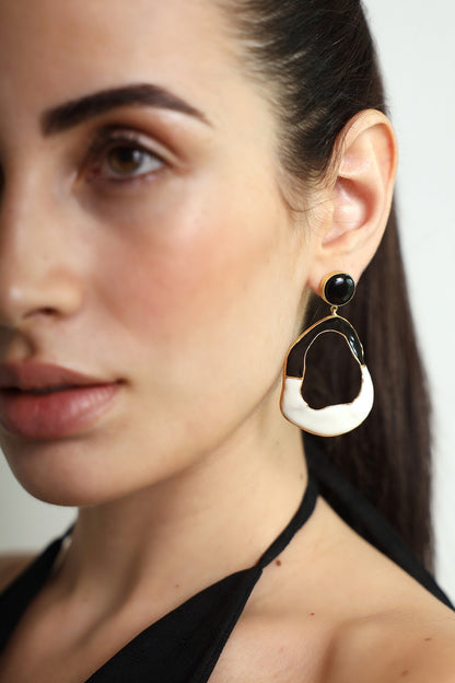 Saline Color Block Enameled Earrings 