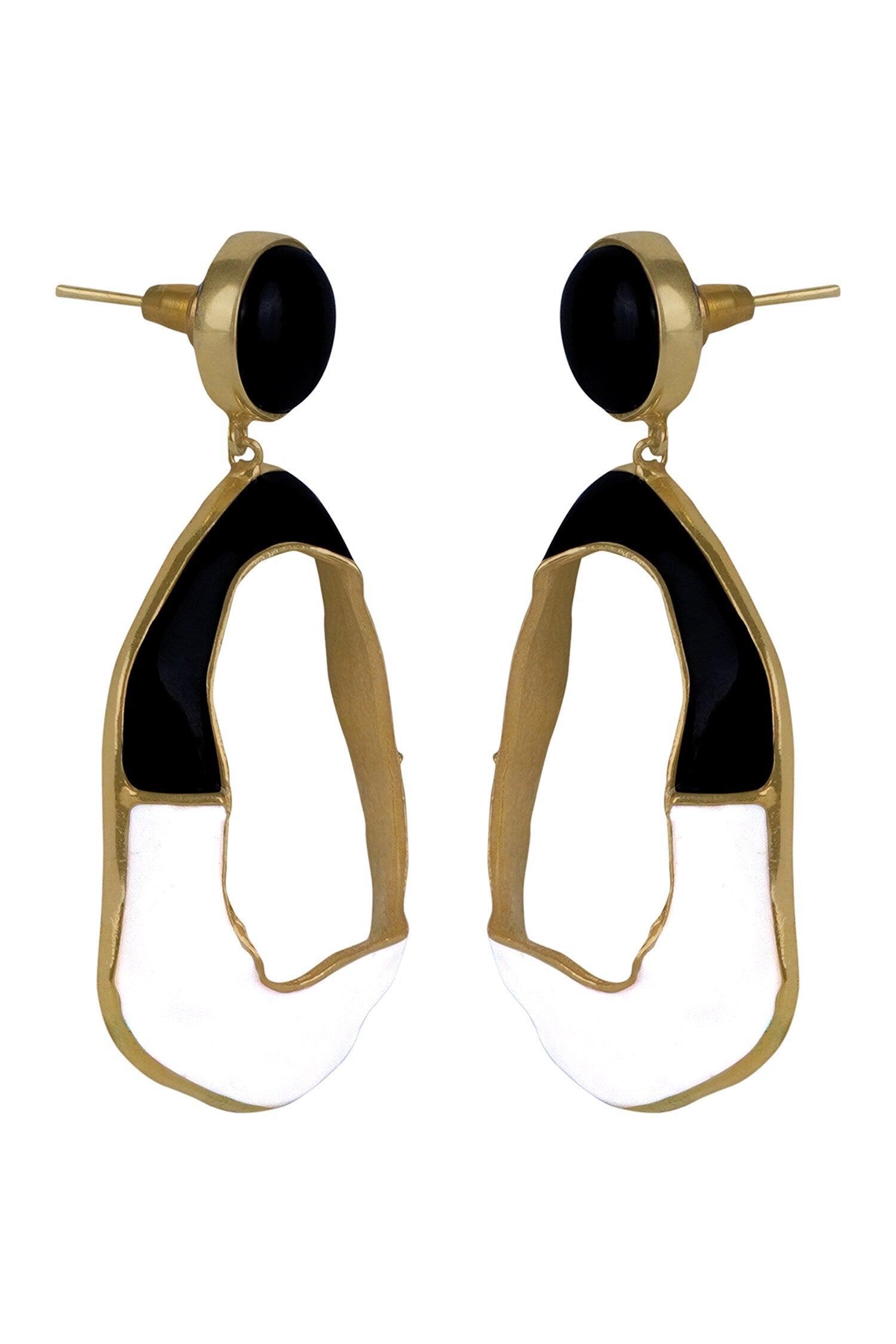 Saline Color Block Enameled Earrings 