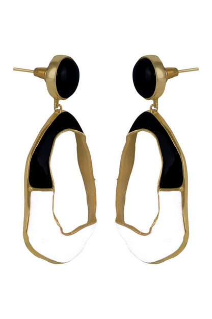 Saline Color Block Enameled Earrings 