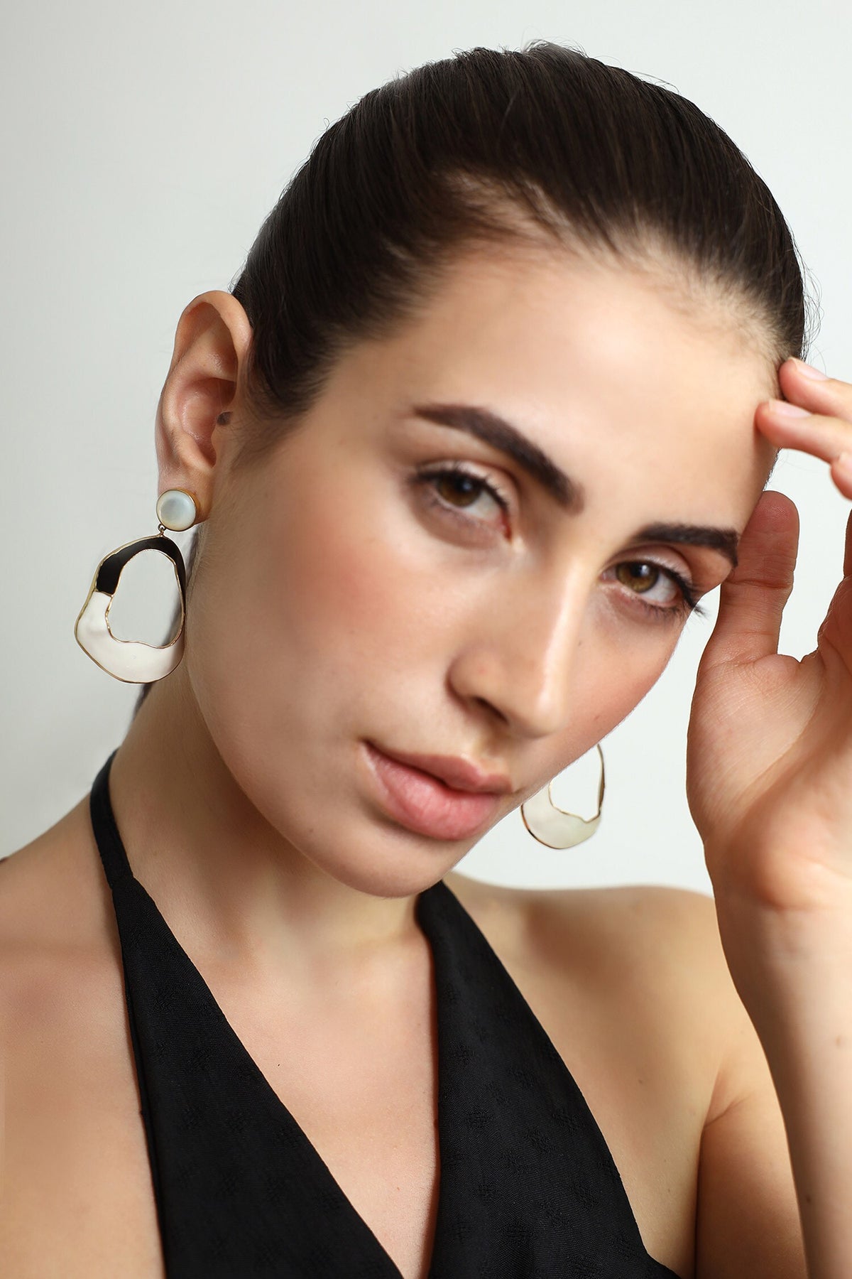 Saline Enameled Color Block Earrings 