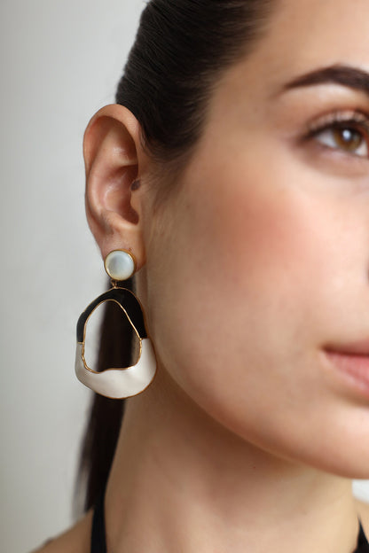 Saline Enameled Color Block Earrings 