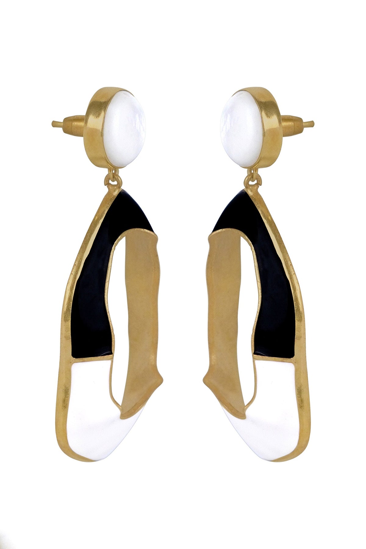 Saline Enameled Color Block Earrings 