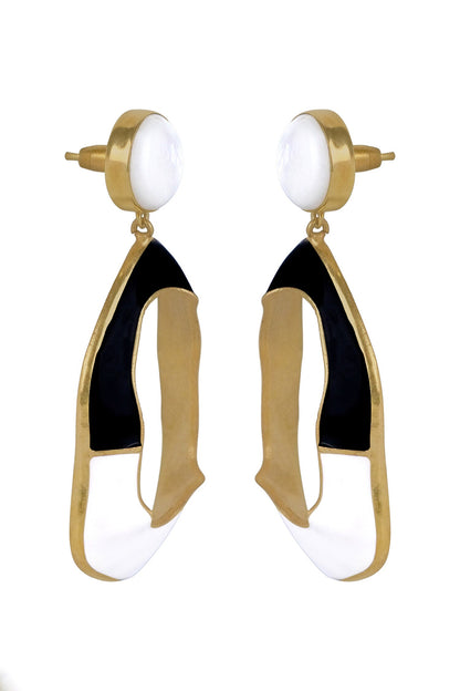 Saline Enameled Color Block Earrings 