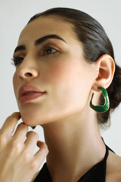 Lagoon Enameled Abstract Hoops 