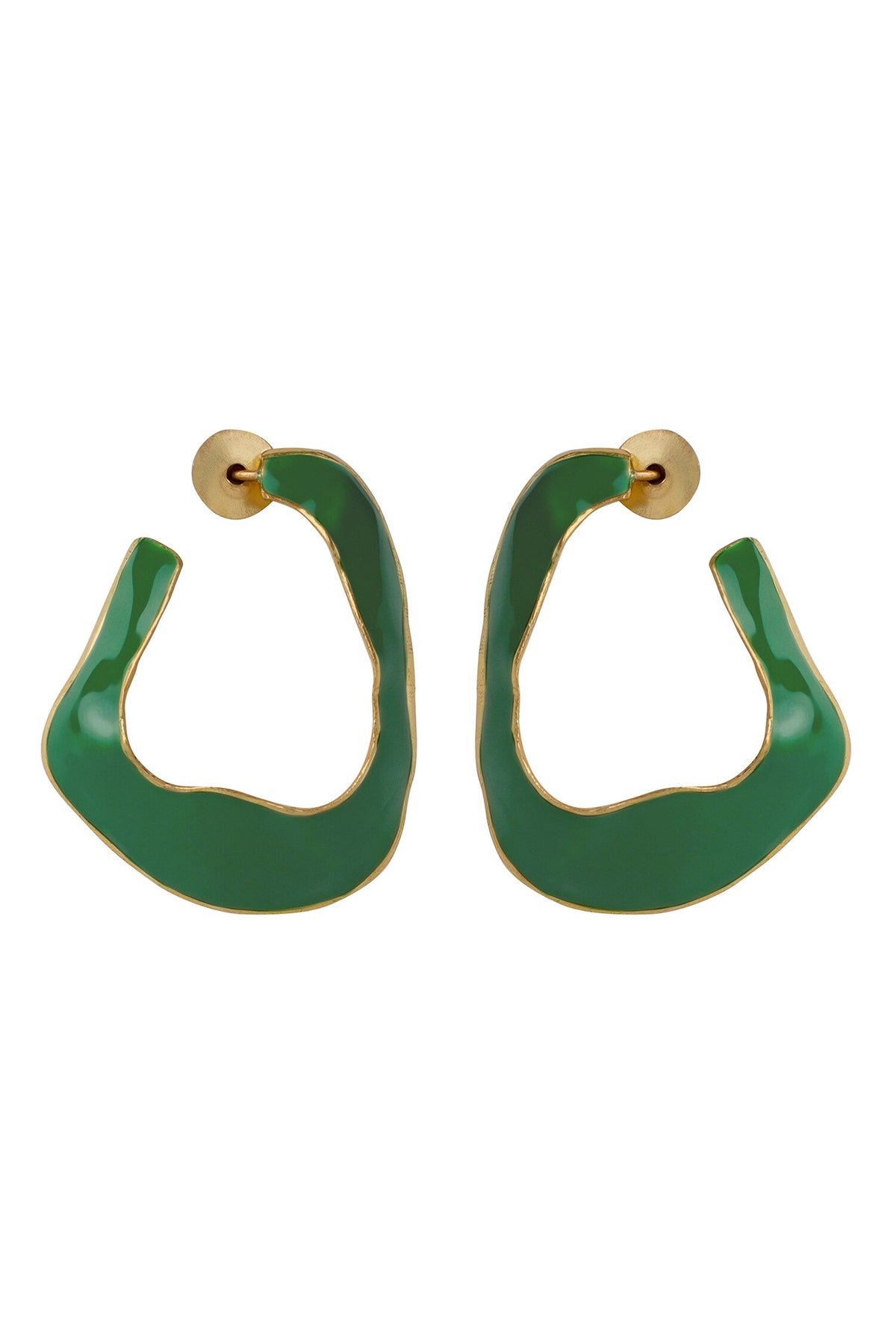 Lagoon Enameled Abstract Hoops 