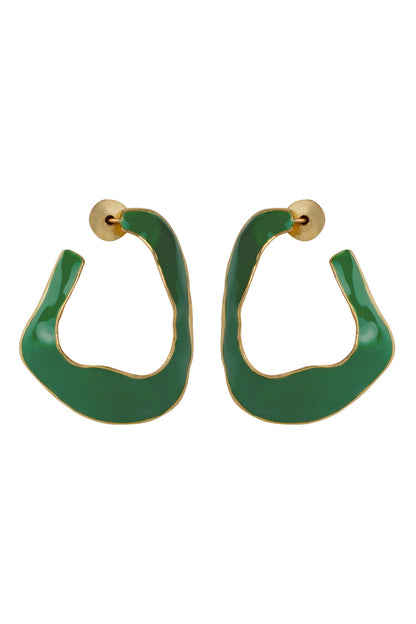 Lagoon Enameled Abstract Hoops 