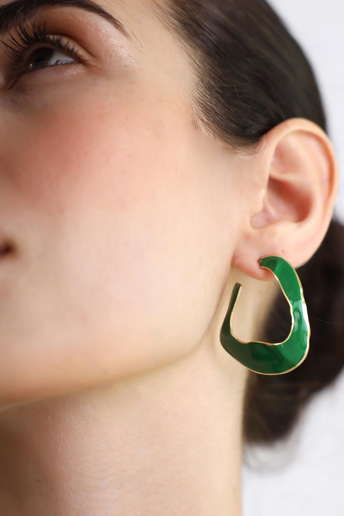 Lagoon Enameled Abstract Hoops 