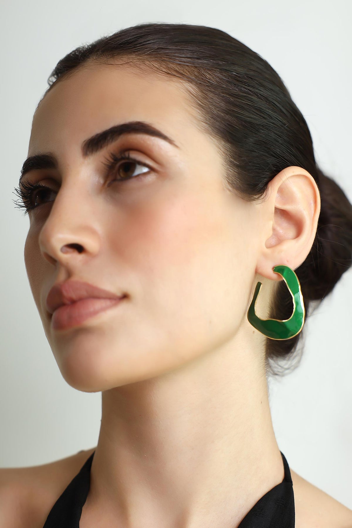 Lagoon Enameled Abstract Hoops 