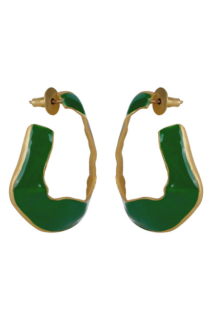 Lagoon Enameled Abstract Hoops 