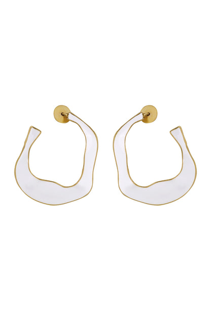 Lagoon Abstract Shaped Enameled Hoops 