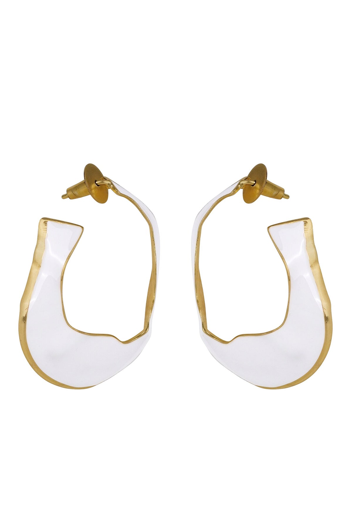 Lagoon Abstract Shaped Enameled Hoops 
