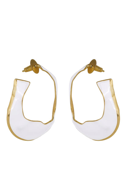 Lagoon Abstract Shaped Enameled Hoops 