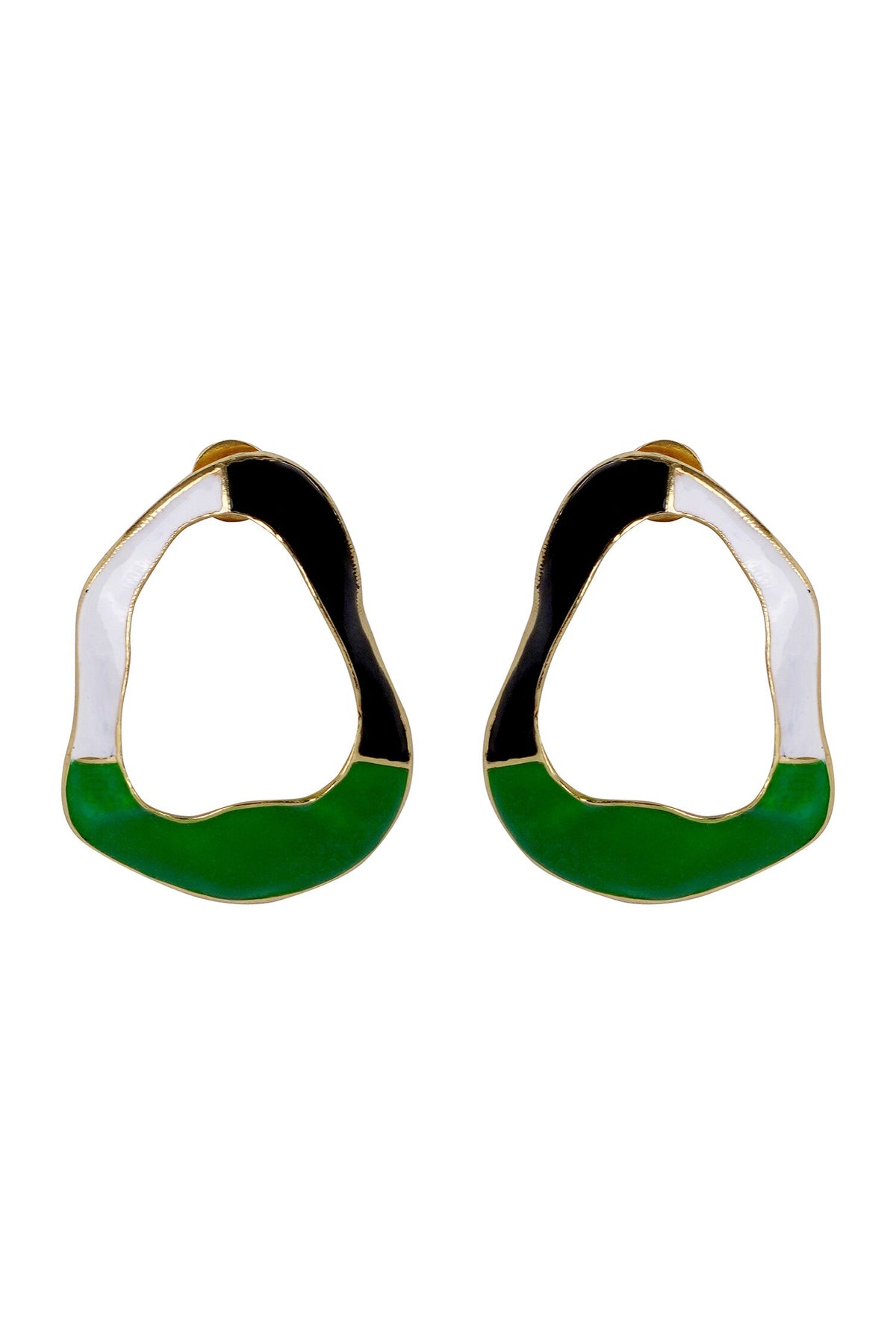 Crest Tri Color Block Earrings 