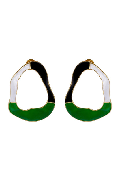 Crest Tri Color Block Earrings 