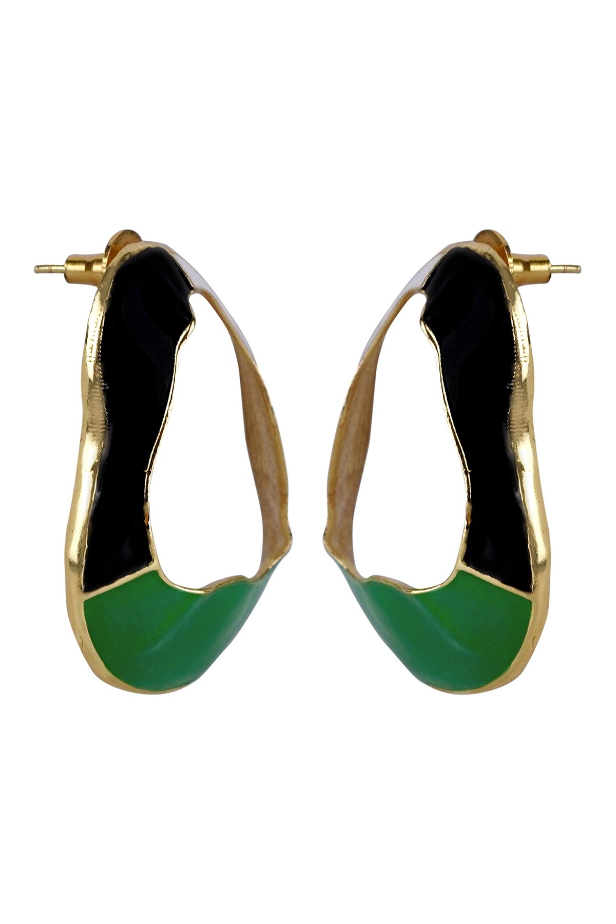 Crest Tri Color Block Earrings 