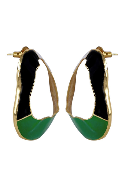 Crest Tri Color Block Earrings 
