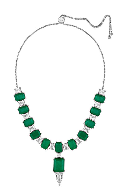 Doublet Emerald Stone Embellished Drop Choker 