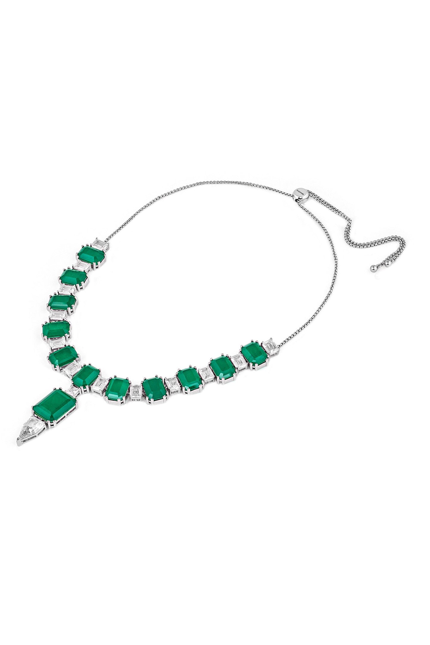 Doublet Emerald Stone Embellished Drop Choker 