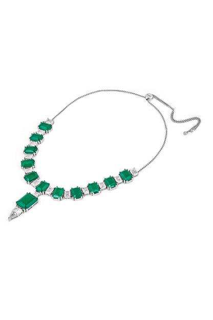 Doublet Emerald Stone Embellished Drop Choker 