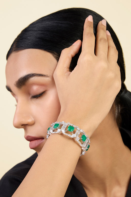 CZ Diamond Studded Halo Bracelet 