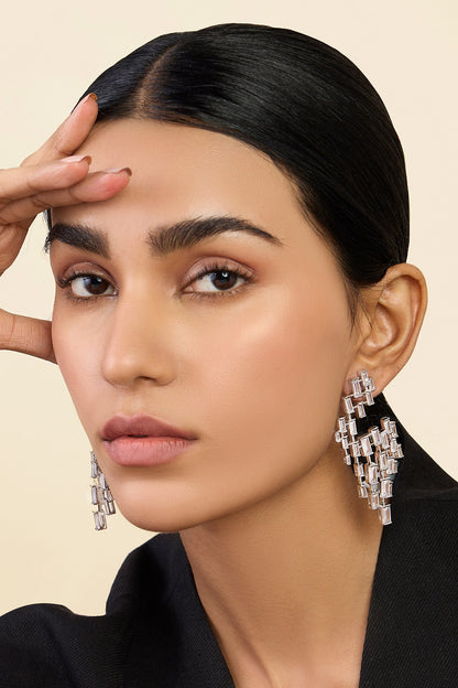 Abstract Pattern Chandelier Cubic Zirconia Studs 