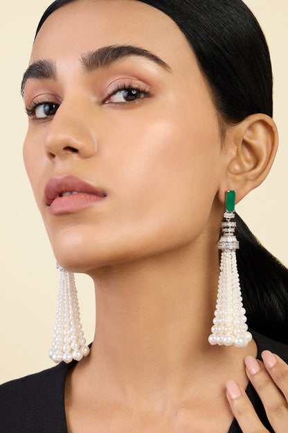 Pearl Tasseled Earrings 