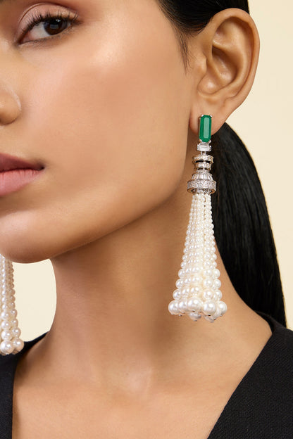 Pearl Tasseled Earrings 