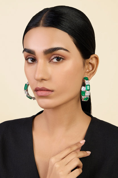 Emerald Baguette Hoops 
