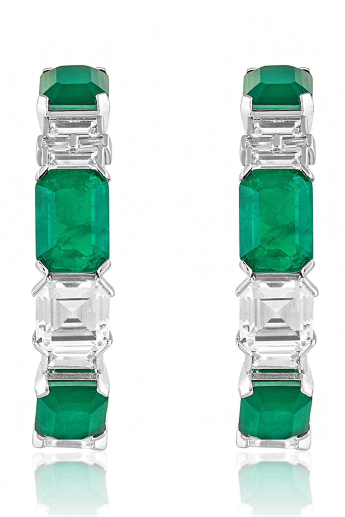 Emerald Baguette Hoops 