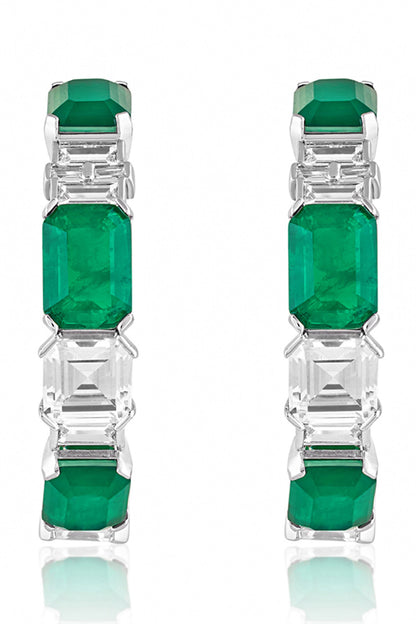 Emerald Baguette Hoops 
