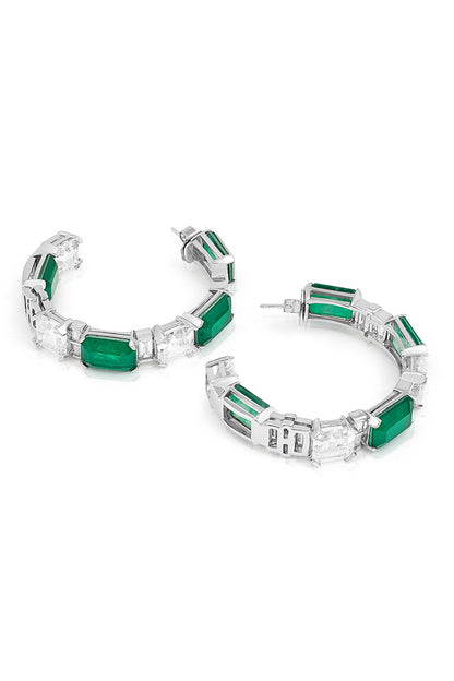 Emerald Baguette Hoops 