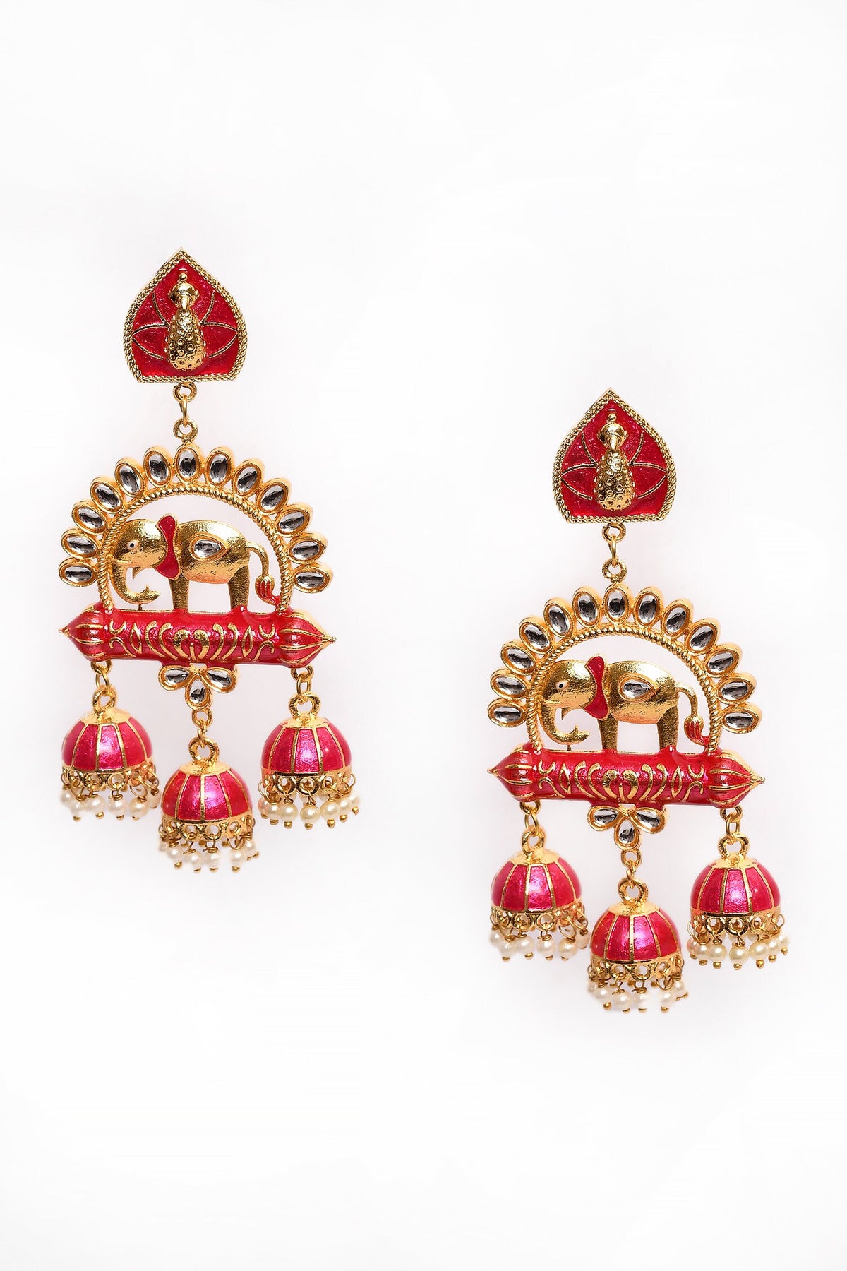 Enamelled Stone Embellished Jhumkas 