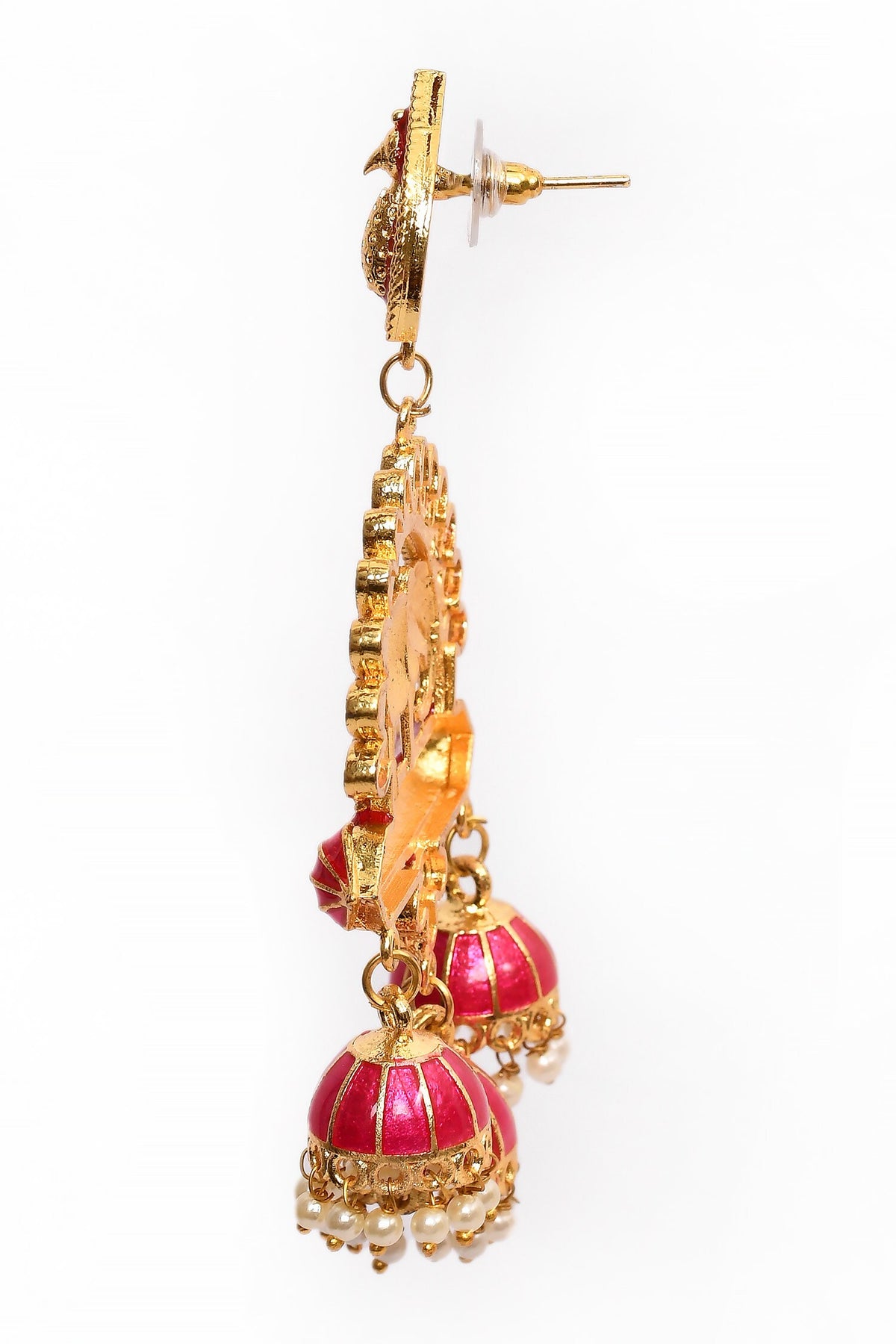 Enamelled Stone Embellished Jhumkas 