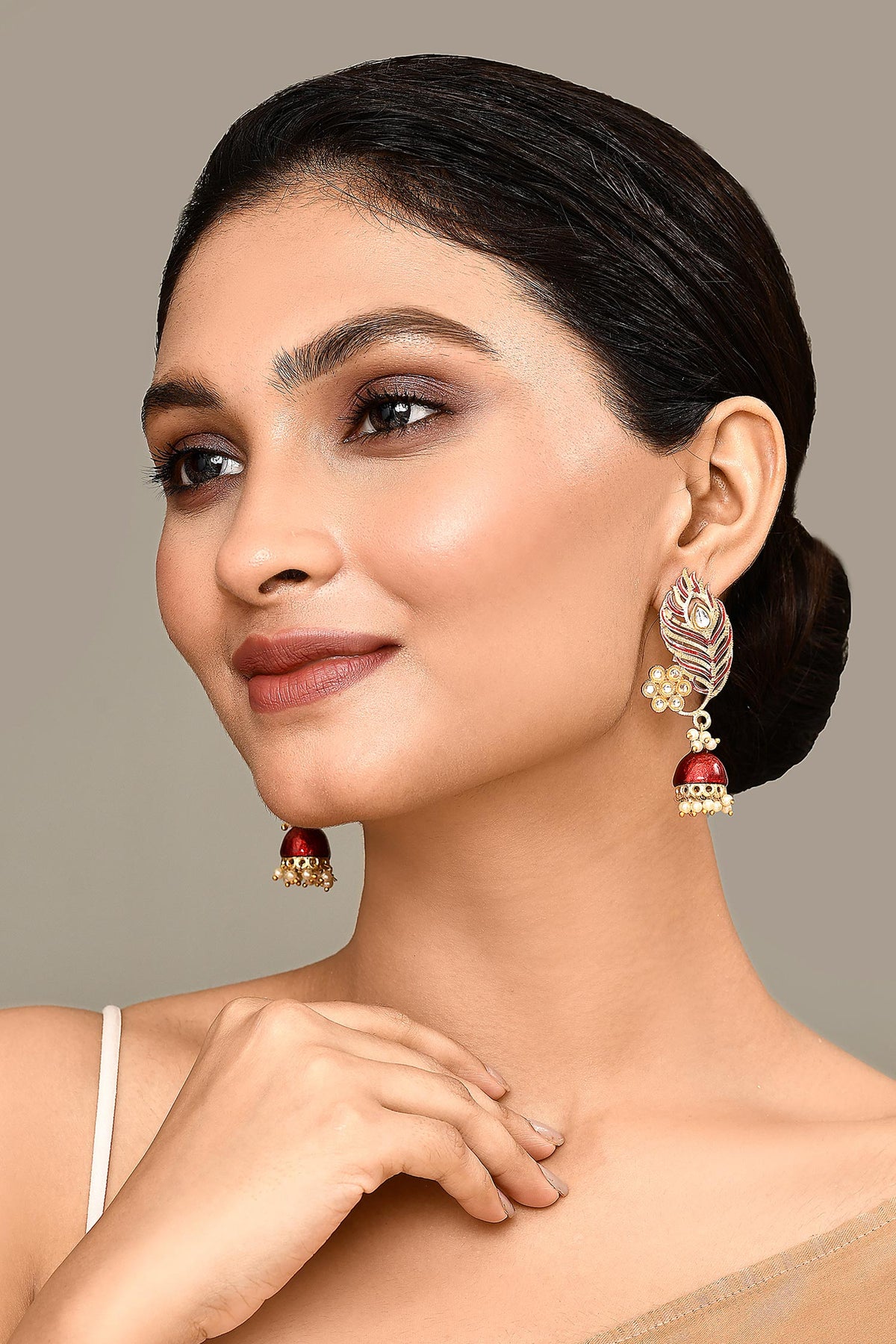 Enamelled Peacock Jhumkas 