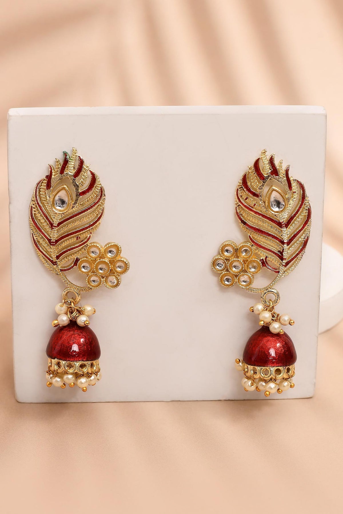 Enamelled Peacock Jhumkas 