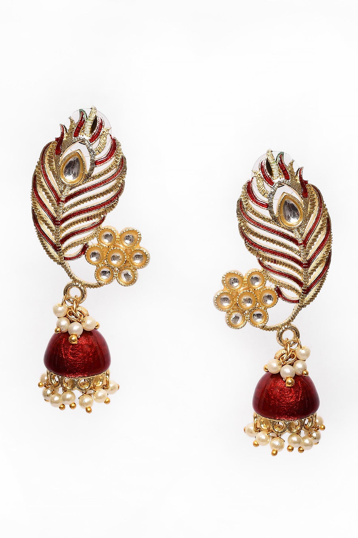 Enamelled Peacock Jhumkas 