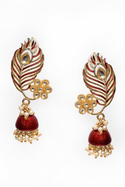 Enamelled Peacock Jhumkas 