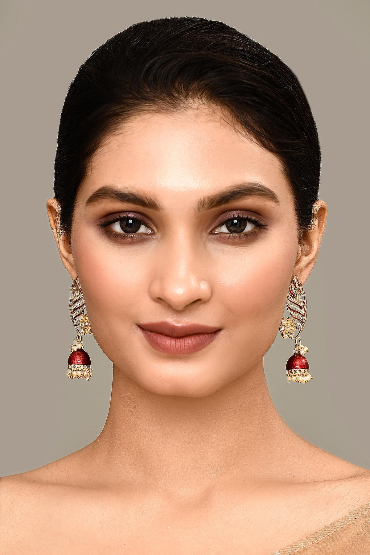 Enamelled Peacock Jhumkas 