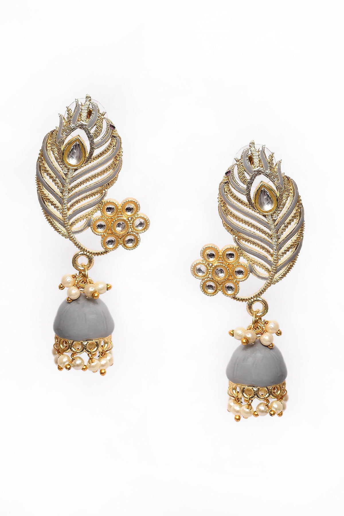 Peacock Feather Enamelled Jhumkas 