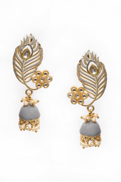 Peacock Feather Enamelled Jhumkas 