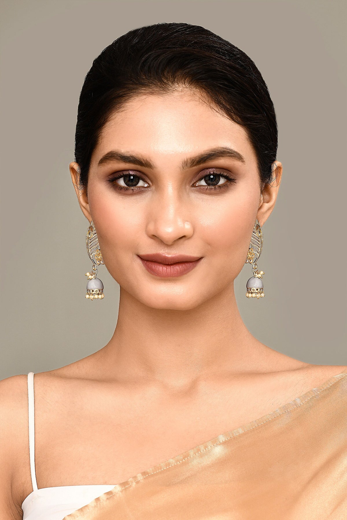 Peacock Feather Enamelled Jhumkas 