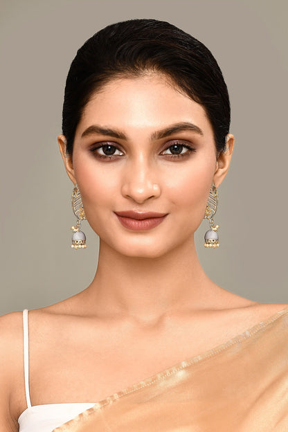 Peacock Feather Enamelled Jhumkas 